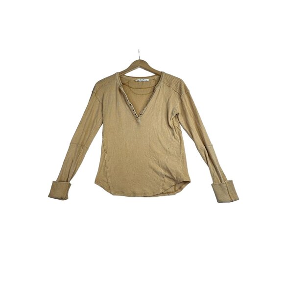 Free People Vneck Long‎ Sleeve Blouse size XS Yellow - Picture 1 of 6
